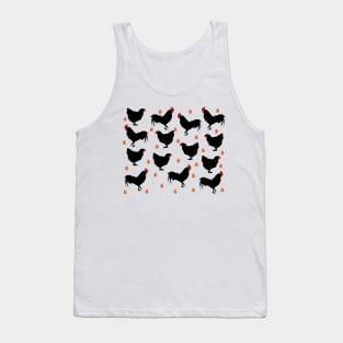 Chickens, cockerels and eggs on white Tank Top